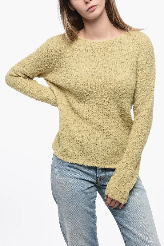 Women's Trendy Activewear Apparel Shop Sale Items Gentryportofino Bouclè Wool Pullover with Wide Neckline