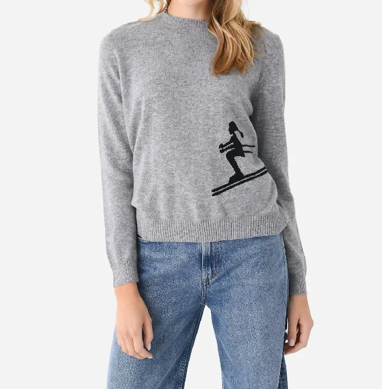 Women's Professional Garments Seasonal Clearance Ski Crew Neck Sweater In Riverstone Black