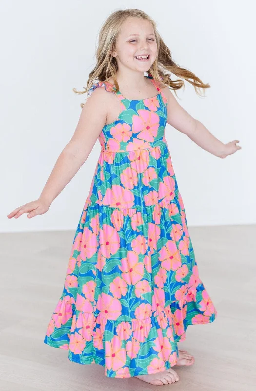 Women's Transitional Outfit Get The Latest Trends Luau Floral Ruffle Maxi Dress