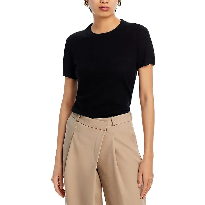 Women's Athletic Apparel Seasonal Picks Womens Cashmere Short Sleeve Crewneck Sweater Women's Athletic Apparel Seasonal Picks Womens Cashmere Short Sleeve Crewneck Sweater