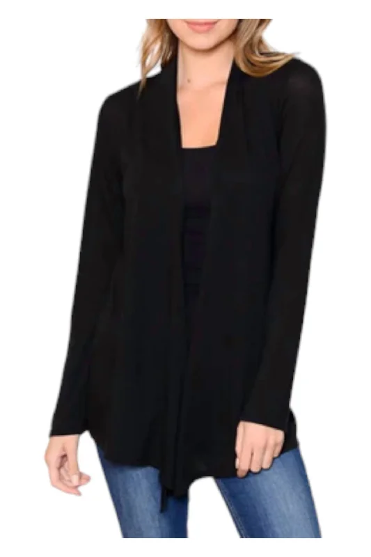 Women's Travel Garments Vintage-Modern Style Offers Soft Solid Cardigans In Black