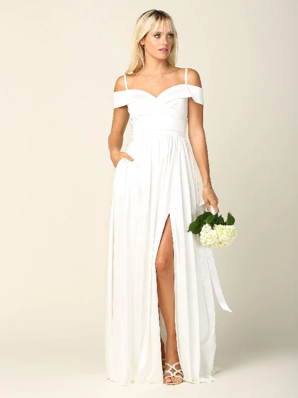 Women's Chic Apparel New Styles Just In Simple Wedding Dress Long Off Shoulder Bridal Gown Women's Chic Apparel New Styles Just In Simple Wedding Dress Long Off Shoulder Bridal Gown