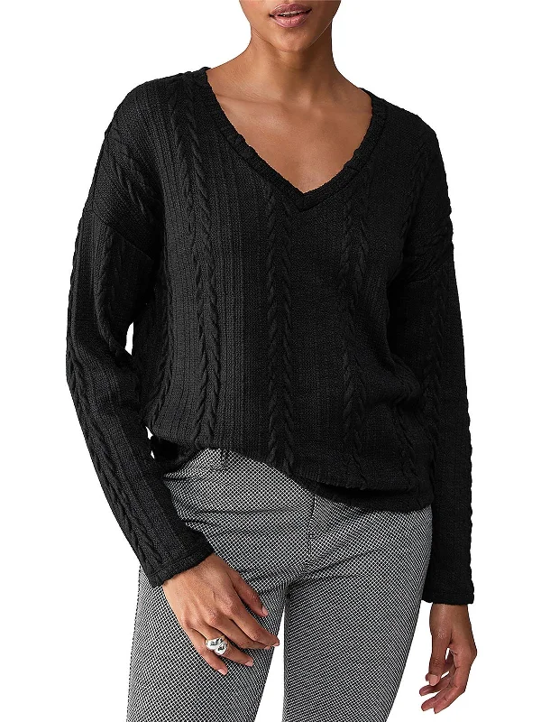 Women's Athletic Garments Special Offer For You Womens Cable Knit Long Sleeve V-Neck Sweater