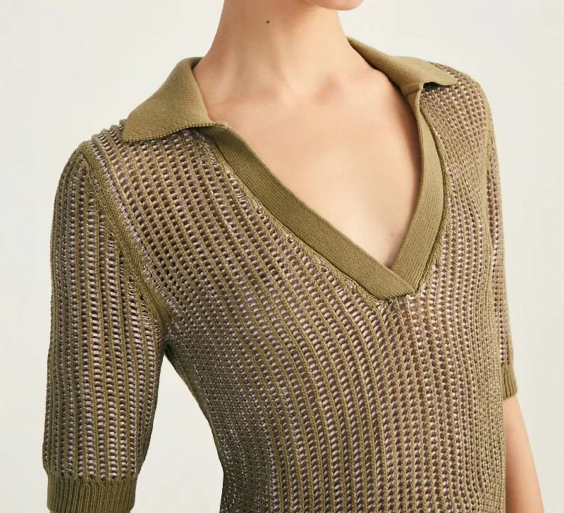 Women's Luxury Apparel End-Of-Season Clearance Axelle Polo Sweater In Oregano Hyacinth