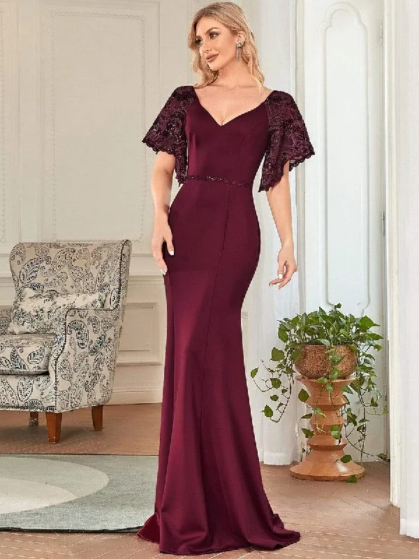 Trendy Athleisure Clothing For Women Unleash Your Trend Driven Style Sexy V Neck Maxi Bodycon Party Dress with Flare Sleeves Trendy Athleisure Clothing For Women Unleash Your Trend Driven Style Sexy V Neck Maxi Bodycon Party Dress with Flare Sleeves