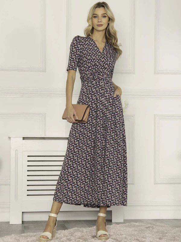 Plus-Size Women's Garments Chic Styles Jolie Moi Beatrice Jersey Maxi Dress, Green Floral Plus-Size Women's Garments Chic Styles Jolie Moi Beatrice Jersey Maxi Dress, Green Floral