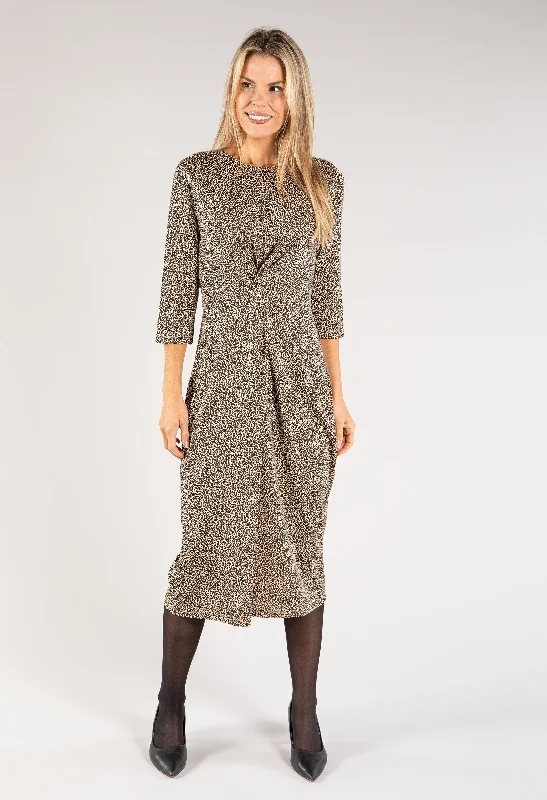 Affordable Women's Clothes Timeless Elegance Redefined Leopard Knot Detail Midi Dress