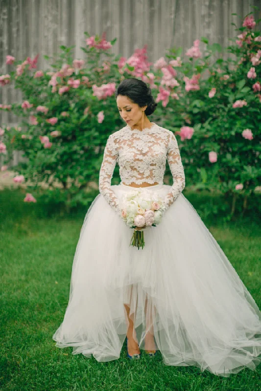 Women's Seasonal Clothes Special Offer Two Pieces Long Sleeves Wedding Dress