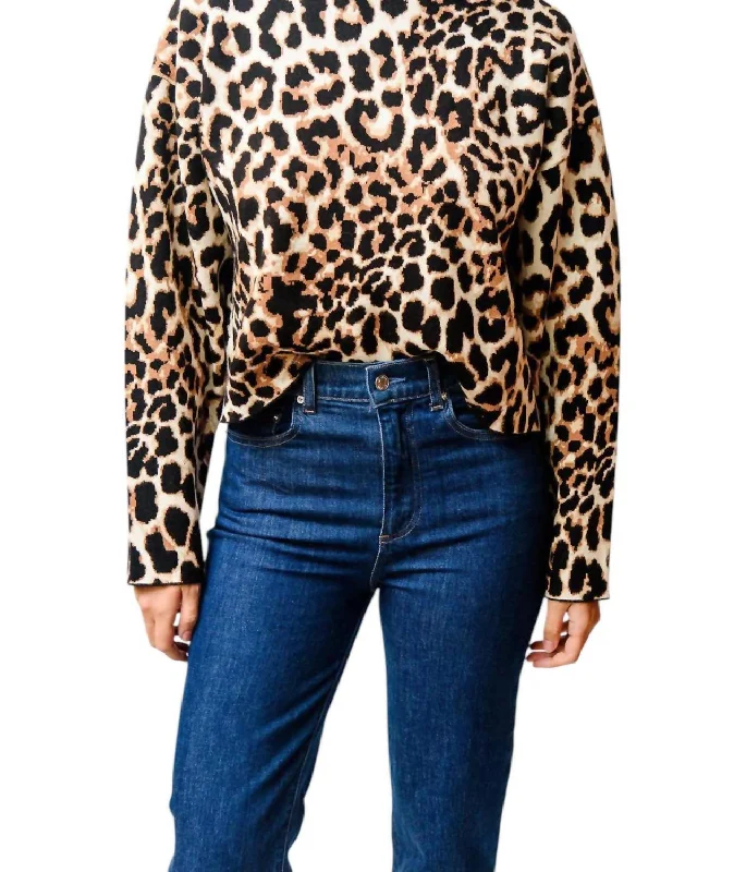 Women's Seasonal Attire Exclusive Designer Style Deals Leopard Sweatshirt In Brown/black Women's Seasonal Attire Exclusive Designer Style Deals Leopard Sweatshirt In Brown/black