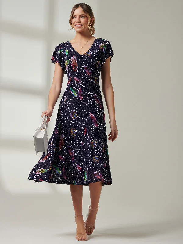 Women's Clothing Sets Shop Sale Items Lucille Fit & Flare Mesh Dress, Navy Multi