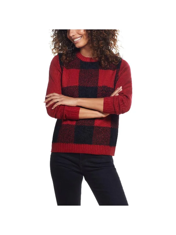 Women's Clothes And Apparel Sets Exclusive Sale Womens Knit Checkered Crewneck Sweater