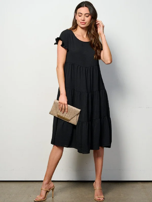 Women's Functional Outfit For Outdoor Activities Contemporary Casual Deals WOMEN'S SHORT SLEEVE TIERED TUNIC MIDI DRESS Women's Functional Outfit For Outdoor Activities Contemporary Casual Deals WOMEN'S SHORT SLEEVE TIERED TUNIC MIDI DRESS