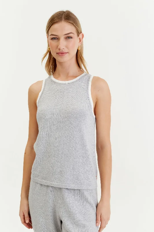 Women's Plus-Size Apparel Fast Fashion Favorites Grey Cotton-Linen Vest