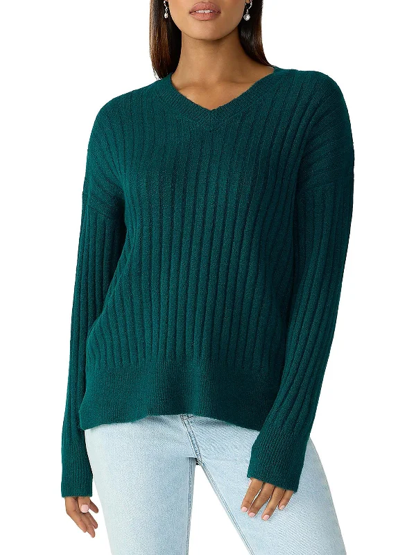 Women's Evening Clothes Luxe Style Discounts Womens Ribbed V-Neck Pullover Sweater