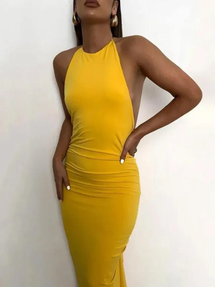 Women's Cozy Clothes Discount Extravaganza FashionSierra - Slim Fit Large Open Back Strap Dress Pleated Summer Women's Fashion Maxi Dress Women's Cozy Clothes Discount Extravaganza FashionSierra - Slim Fit Large Open Back Strap Dress Pleated Summer Women's Fashion Maxi Dress