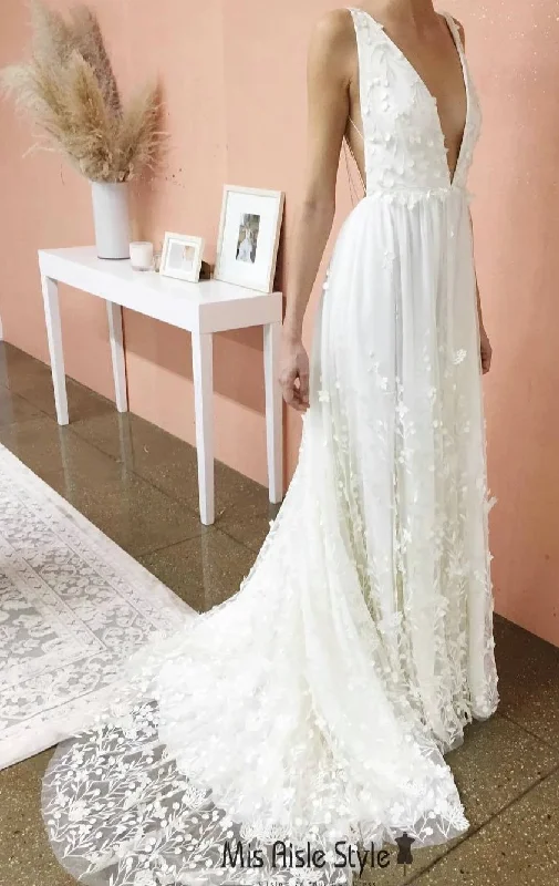 Comfortable Women's Attire Vibrant Style Promotions Sexy Backless Florals Bohemian Wedding Dress Comfortable Women's Attire Vibrant Style Promotions Sexy Backless Florals Bohemian Wedding Dress