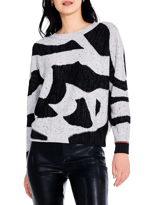 Stylish Women's Garments For Holidays Clearance Event Womens Printed Dolman Pullover Sweater