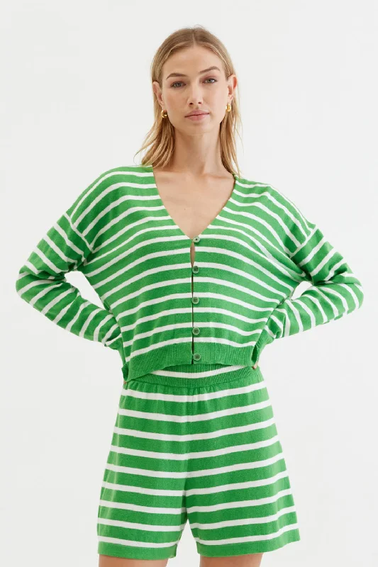Women's Comfortable Apparel Inspired By You, Designed For You Green Cotton-Linen Summer Cardigan Women's Comfortable Apparel Inspired By You, Designed For You Green Cotton-Linen Summer Cardigan