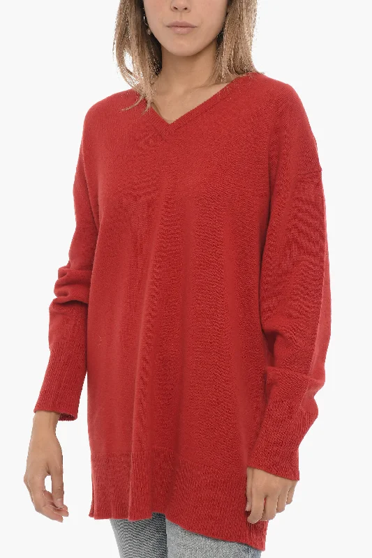 Women's Clothes And Garments Gift Ideas Aspesi V-Neck Solid Color Wool Sweater