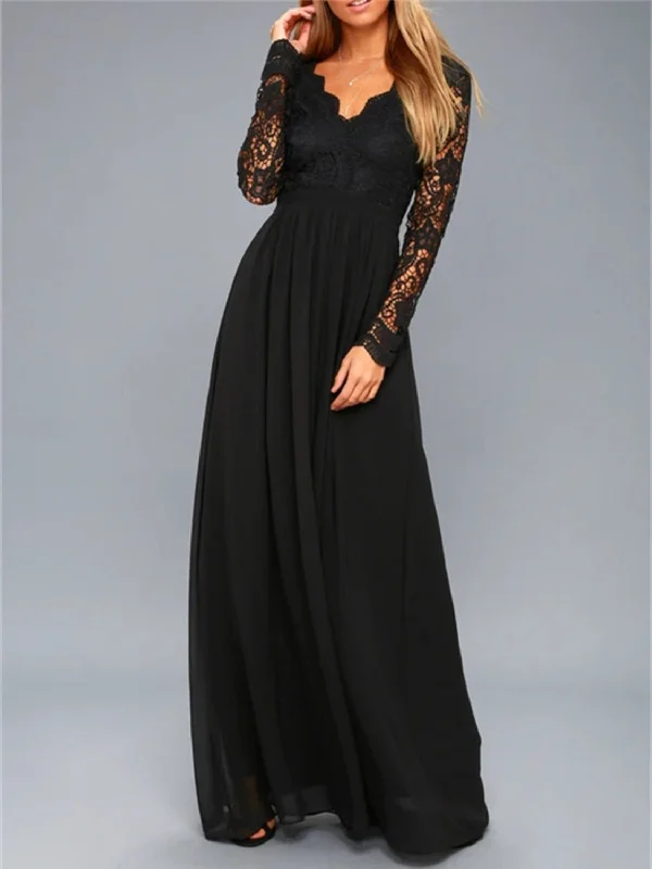 Women's Formal Event Clothing Shop Sales Lace Detail Backless Long Sleeve Maxi Dress Women's Formal Event Clothing Shop Sales Lace Detail Backless Long Sleeve Maxi Dress