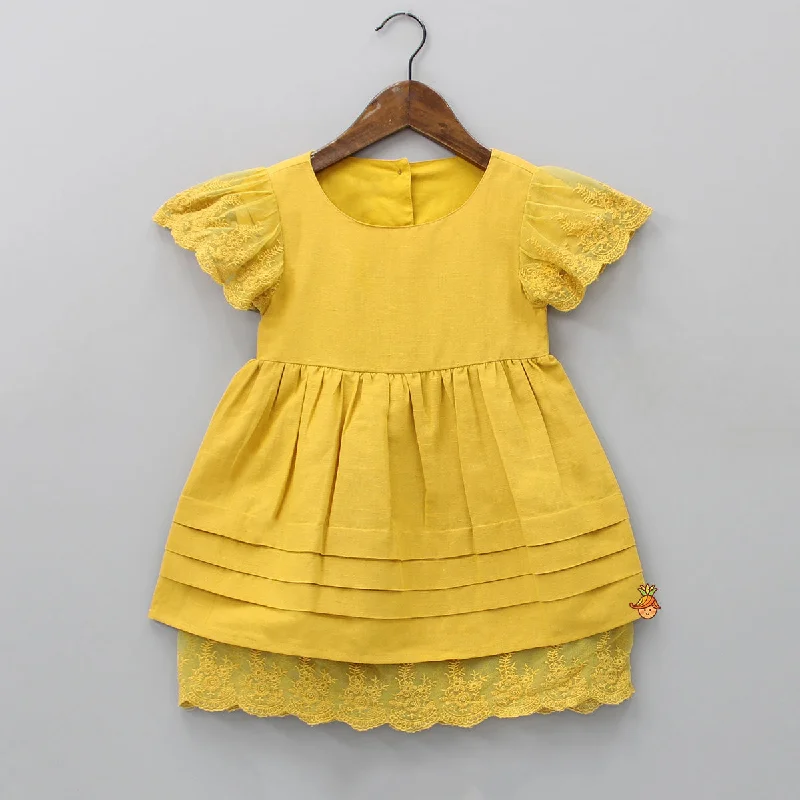 Women's Office Clothing Summer Deals Fancy Lace Detailed Dress At Hems