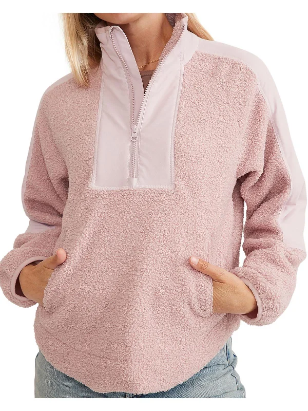 Women's Effortless Casual Outfit Unleash Your Trendy Side Womens Sherpa 1/2 Zip Pullover Sweater