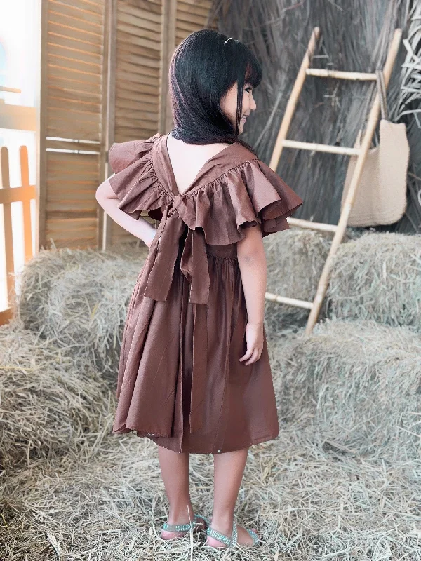 Women's Clothes For The Office Low Price Special Mini Bronie Cotton Dress - Brown