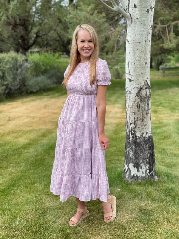 Charming Women's Holiday Apparel Dive Into Trendy Styles Alex modest midi dress in dusty lilac