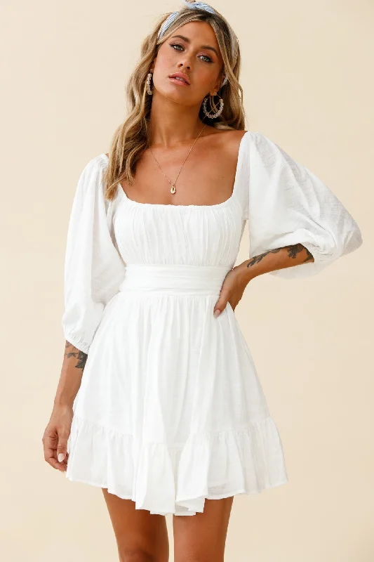 Women's Clothing For Holiday Travel Huge Discounts This Week Abby Off-Shoulder Tie-Up Back Dress White Women's Clothing For Holiday Travel Huge Discounts This Week Abby Off-Shoulder Tie-Up Back Dress White