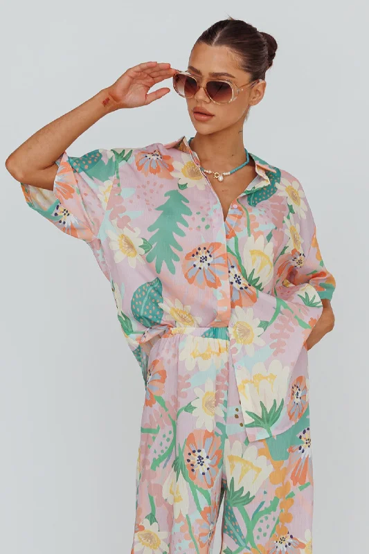 Women's Workout Garments Refined Fashion Sale Kiko Button-Up Shirt Print Pink Multi