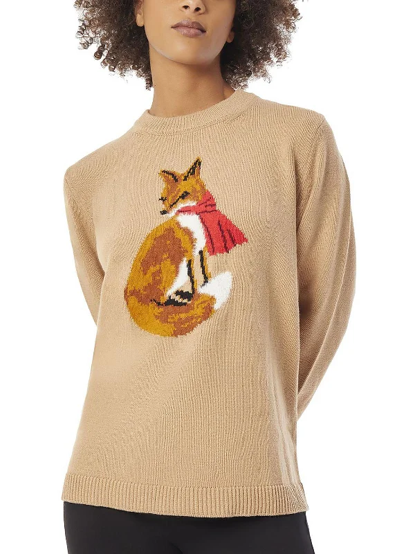 Women's Clothing For Travel Summer Fashion Womens Fox Crewneck Pullover Sweater
