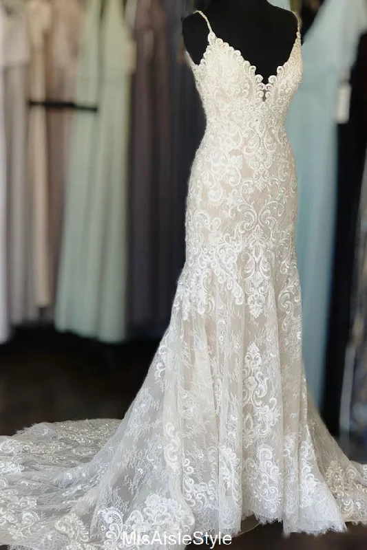 Women's Holiday Outfit Fashion Sale Spaghetti Straps High Quality French Lace Bohemian Wedding Dress Women's Holiday Outfit Fashion Sale Spaghetti Straps High Quality French Lace Bohemian Wedding Dress