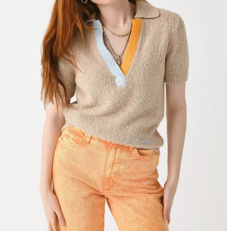 Formal Attire For Women Fashion Forward Miller Bouclé Polo Sweater In Sable