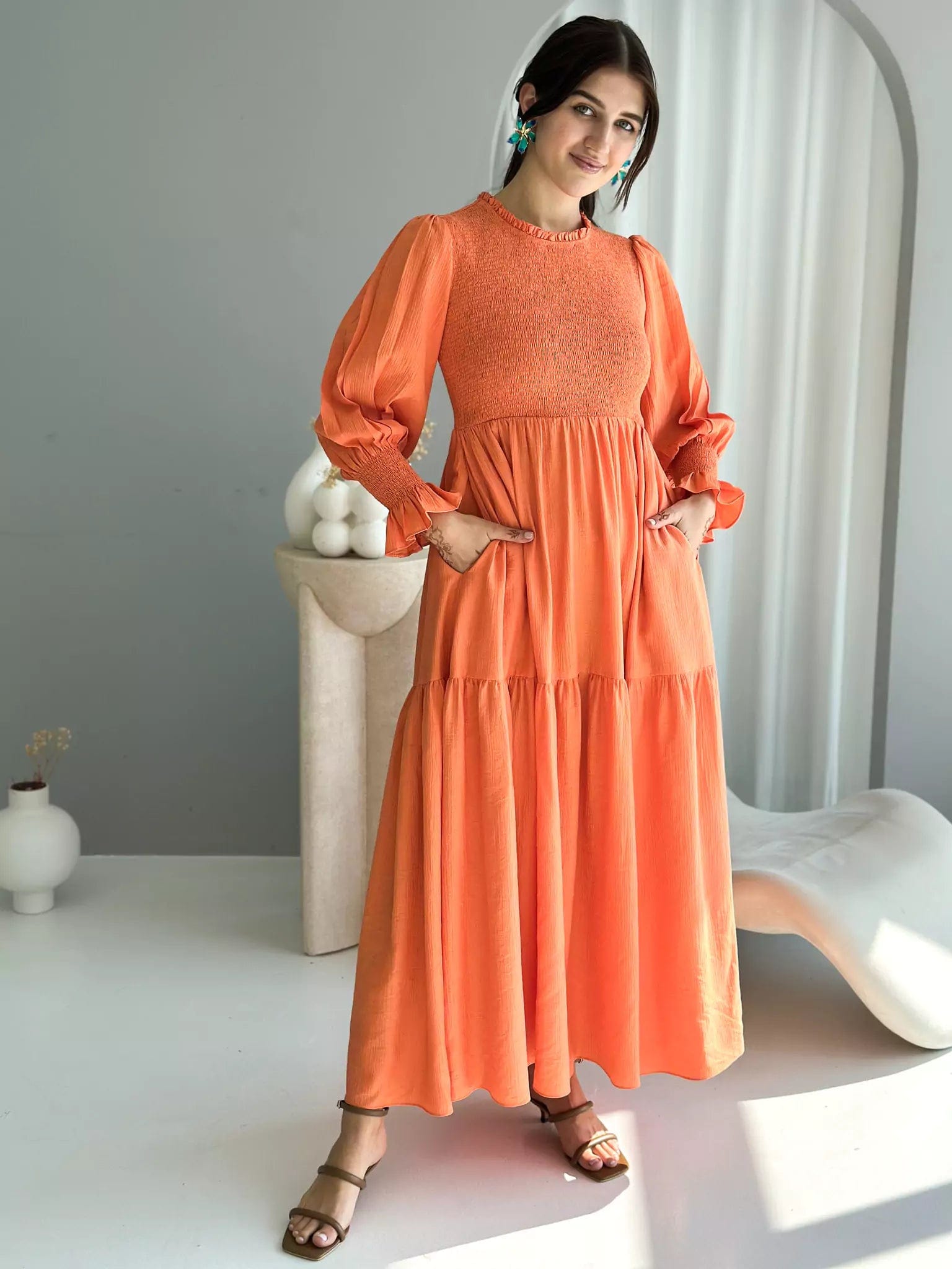 Women's Outerwear Attire Budget-Friendly Fashion Citrus Long Dress