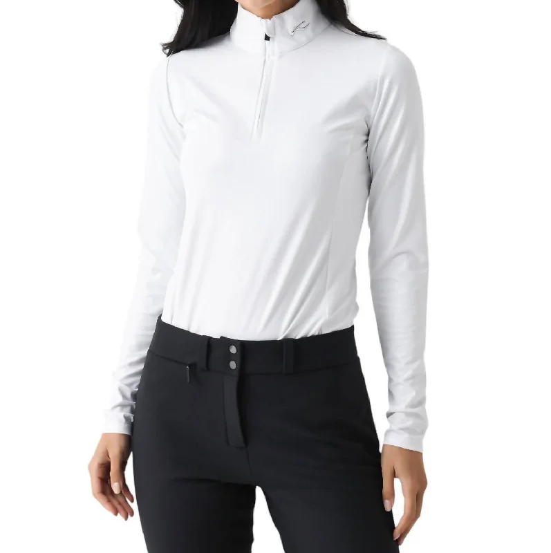 Stylish Women's Attire Exclusive Discounts Motion Print Half-Zip Sweater In White
