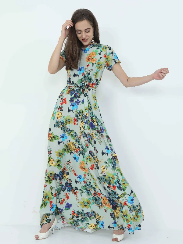 Stylish Clothes For Women Daring Fashion Promotions Multicolored Digital Print Fit & Flare Maxi Dress Stylish Clothes For Women Daring Fashion Promotions Multicolored Digital Print Fit & Flare Maxi Dress