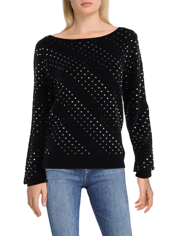 Formal Garments For Women Chic Trends Unveiled Womens Embellished Round Neck Pullover Sweater