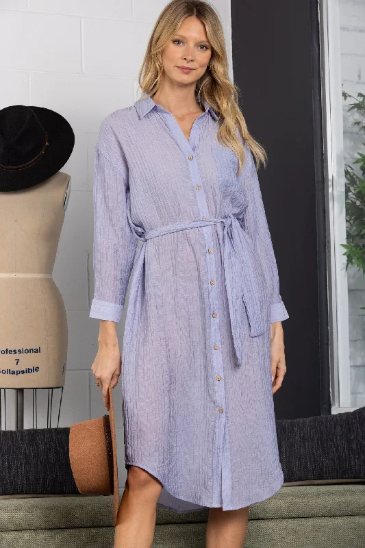 Women's Clothing For Special Occasions Huge Discounts This Week DUSTY BLUE COLLARED LINEN LONG SLEEVES MAXI DRESS-D9287 Women's Clothing For Special Occasions Huge Discounts This Week DUSTY BLUE COLLARED LINEN LONG SLEEVES MAXI DRESS-D9287
