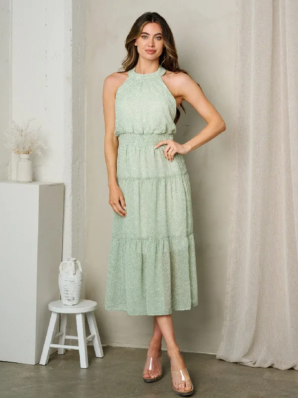 Fashionable Women's Outfit Hot Items WOMEN'S SLEEVELESS OPEN BACK HALTER NECK POLKA DOT MIDI DRESS Fashionable Women's Outfit Hot Items WOMEN'S SLEEVELESS OPEN BACK HALTER NECK POLKA DOT MIDI DRESS