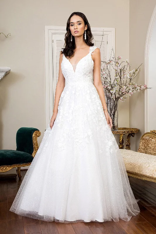 Women's Clothing Apparel Style Revolution Long Floral Cap Sleeve Glitter Mesh Wedding Gown Women's Clothing Apparel Style Revolution Long Floral Cap Sleeve Glitter Mesh Wedding Gown