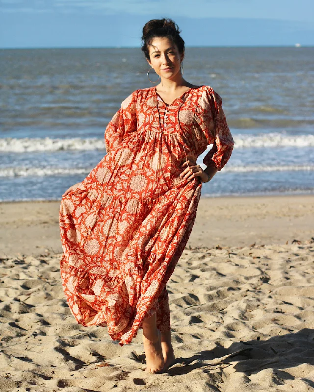 Women's Party Clothes Romantic Chic Deals Neera Maxi in Rust Sunflower