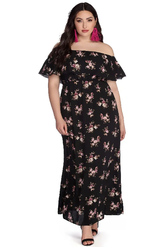 Women's Outerwear Apparel Trendy Styles Plus Floral Fiesta Maxi Dress