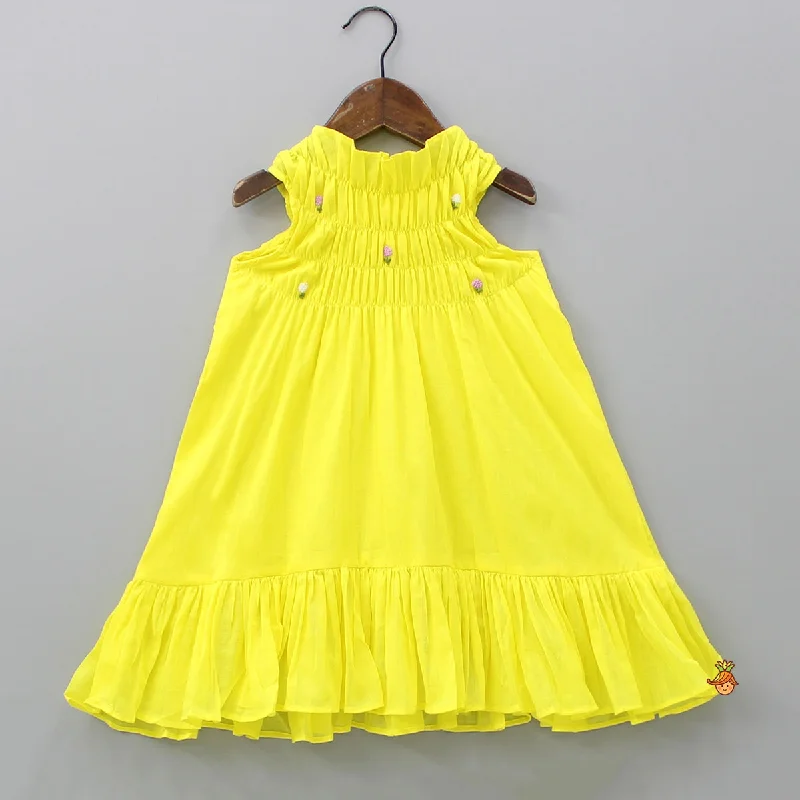 Formal Clothing For Women Style Without Limits Halter Neck Embroidered Yellow Dress