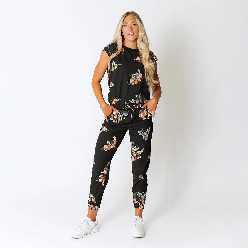 Women's Resort Attire Budget Saver Rose Black Jumpsuit