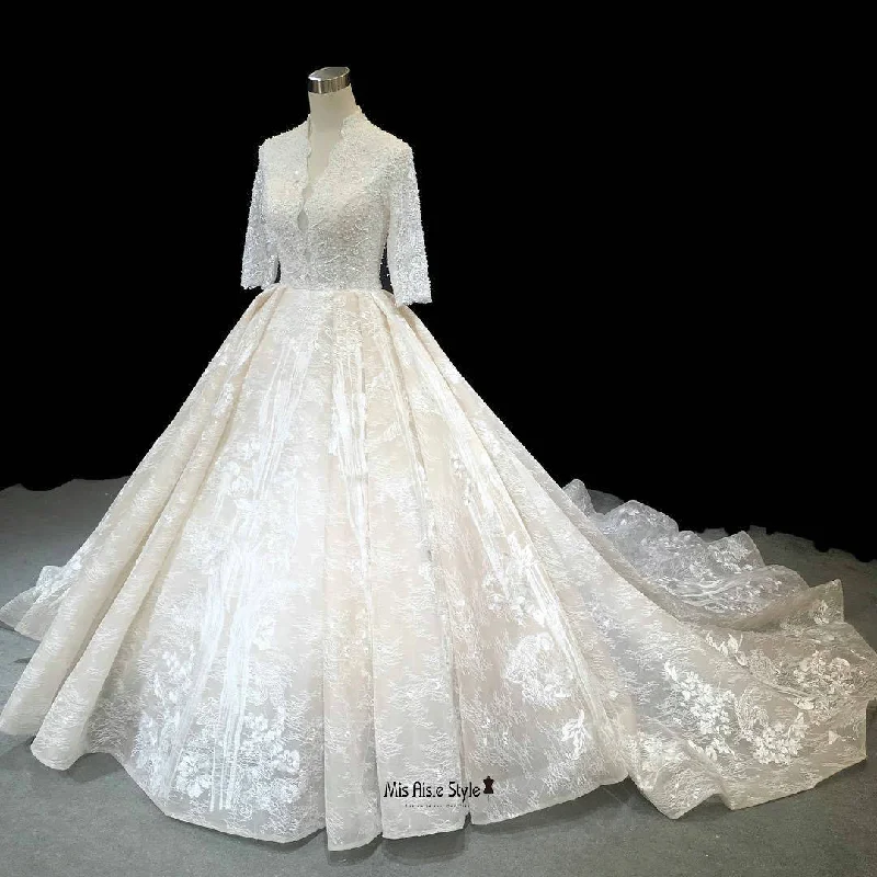 Women's Vintage-Inspired Clothing On-Trend Fashion Offers High Quality French Lace Half Sleeve Wedding Dress Women's Vintage-Inspired Clothing On-Trend Fashion Offers High Quality French Lace Half Sleeve Wedding Dress
