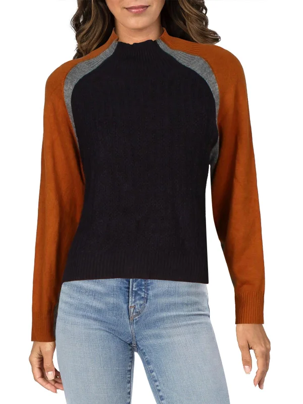 Women's Work Apparel Affordable Trendy Fashion Womens Colorblock Pullover Mock Turtleneck Sweater