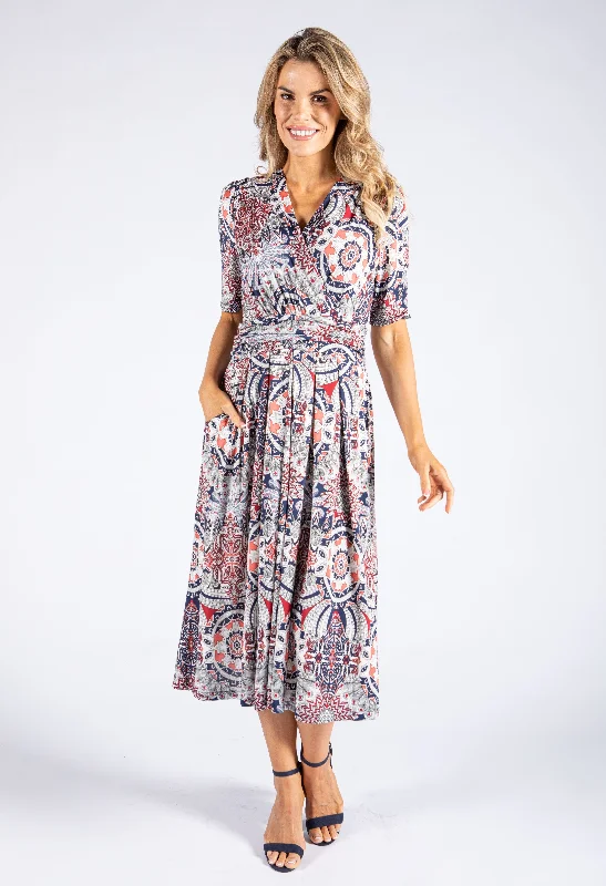 Women's Elegant Garments Glamorous Fashion Offers Geo Printed Dress