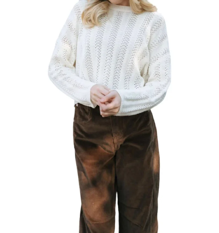 Women's Functional Outdoor Garments Crazy Price Slashing Crochet Sweater In Ivory