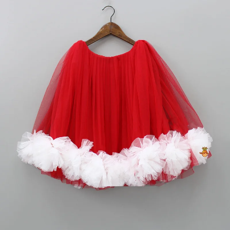 Formal Garments For Women Premium Fashion Stunning Red Ruffled Frilly Net Dress