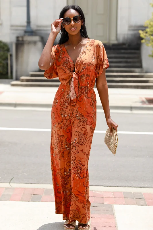 Women's Clothes And Apparel Sets Limited Time Special Offer FINAL SALE - Getaway Moves Paisley Jumpsuit